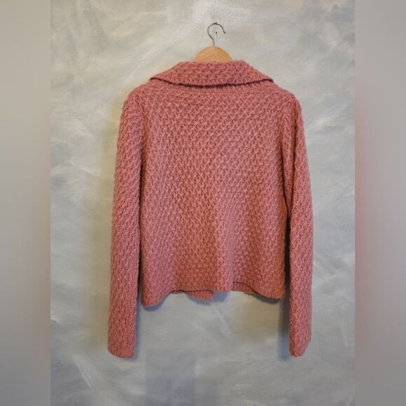 Zara Pink Wool Blend Knitted 3 Button Collar Cardigan Sz L Kawaii Coquette - Picture 6 of 8